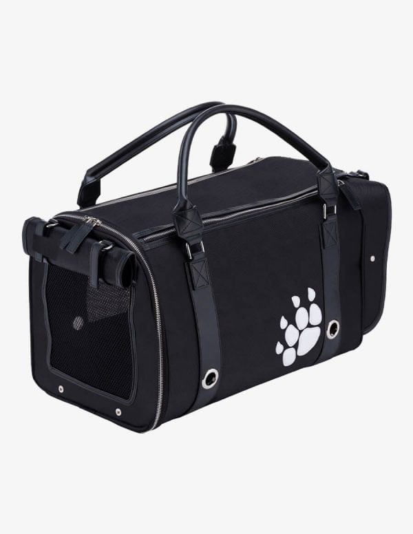 Pet Carrier First Class Black Dog Bag With Tiger Paw