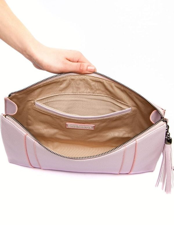 Power Clutch Bag Lilac Color Interior Linen