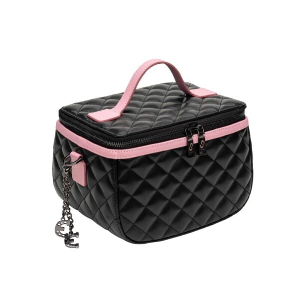 Pink and Black Quilted Box Bag Side View