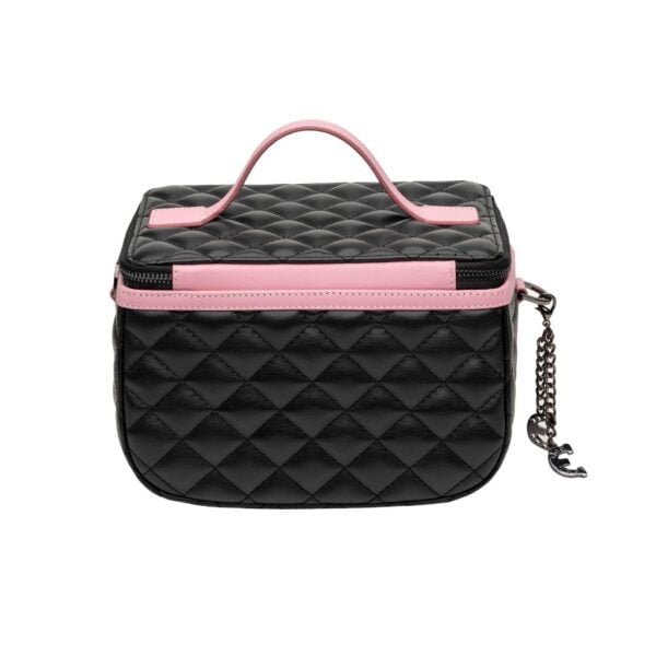 Pink and Black Quilted Box Bag Back View