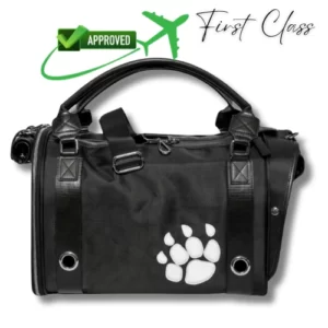 Airline approved pet carrier black color with white paw on the front size