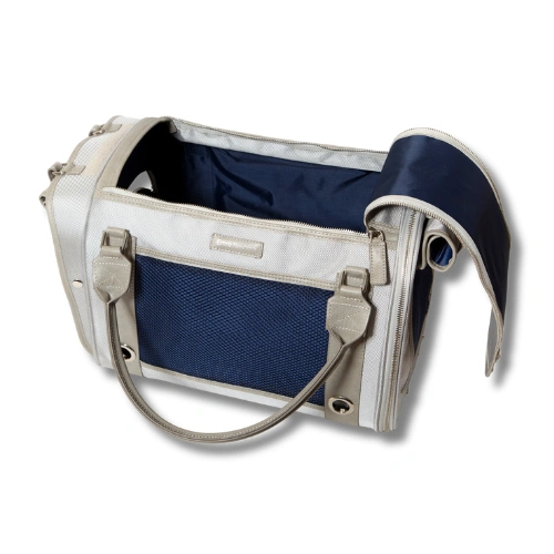 zipper closure, mesh ventilations at airline approved pet carrier gray by Emre NewYork