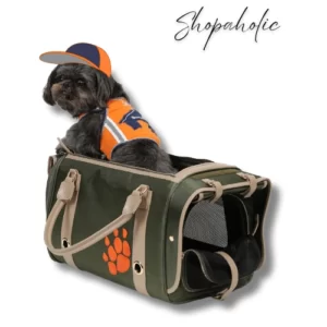large pet carrier green for daily use
